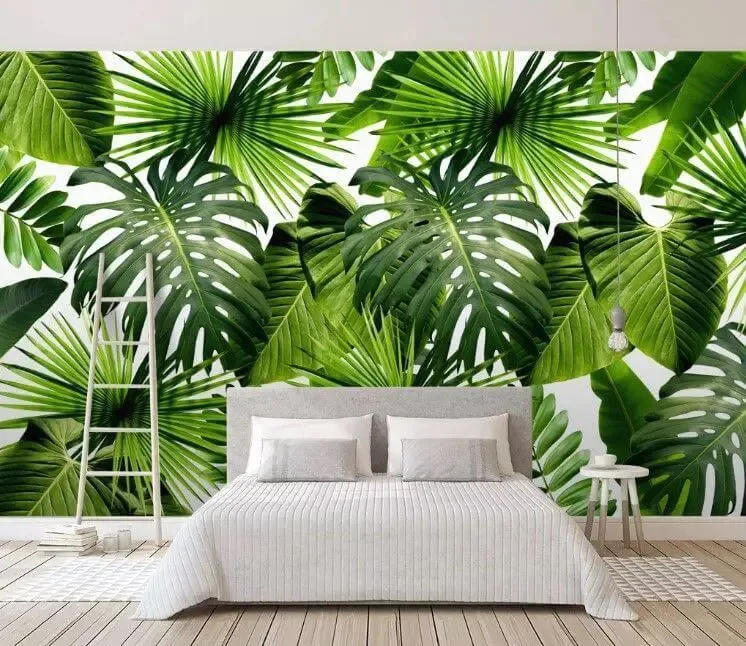 Papier Peint Feuilles Tropicales Vertes