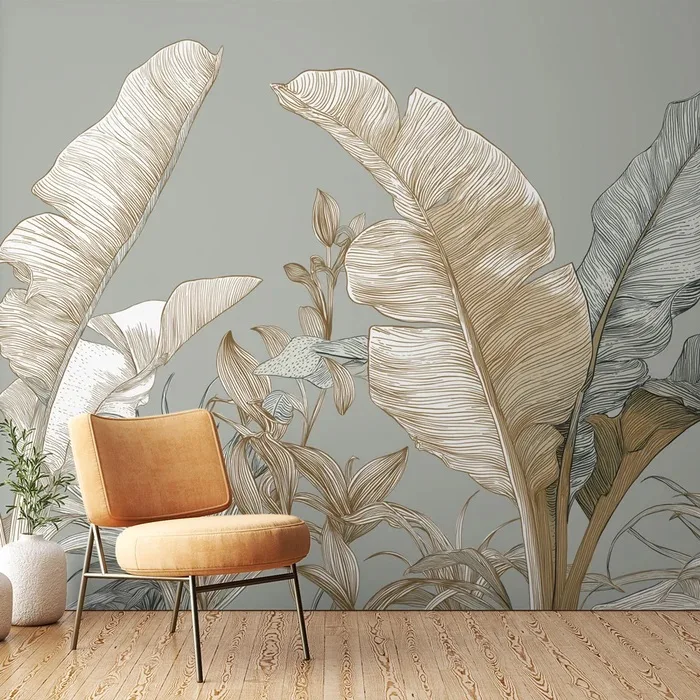 Feuilles dessinées à la main sur fond doux